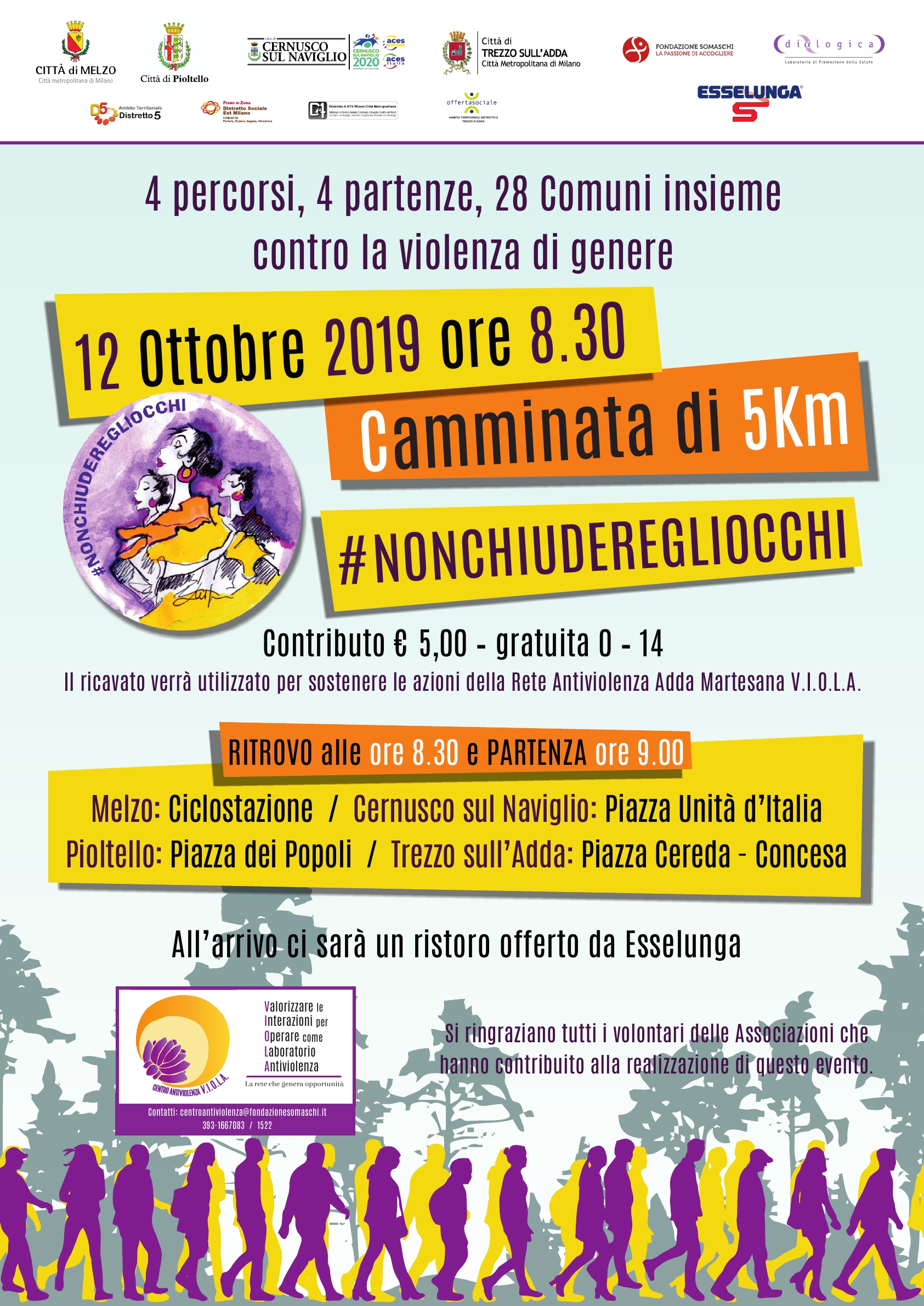 Il 12 ottobre “#Non chiudere gli occhi”, marcia di 5 km contro la violenza di genere e l’indifferenza
